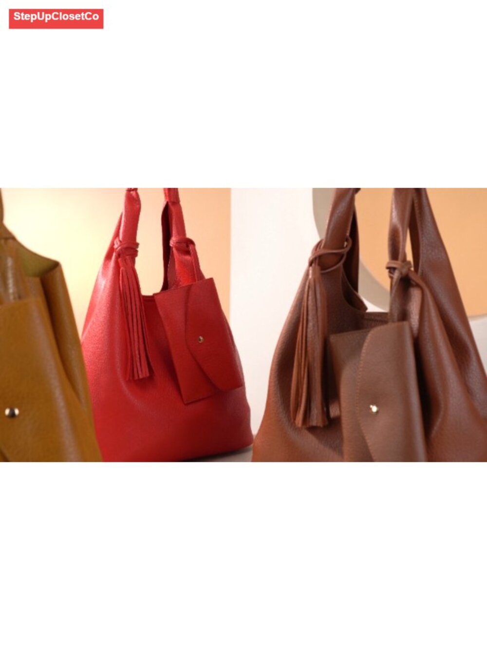 Slouchy Hobo Bag Vegan Leather Tassel Shoulder Purse w Wallet - Picture 6 of 6